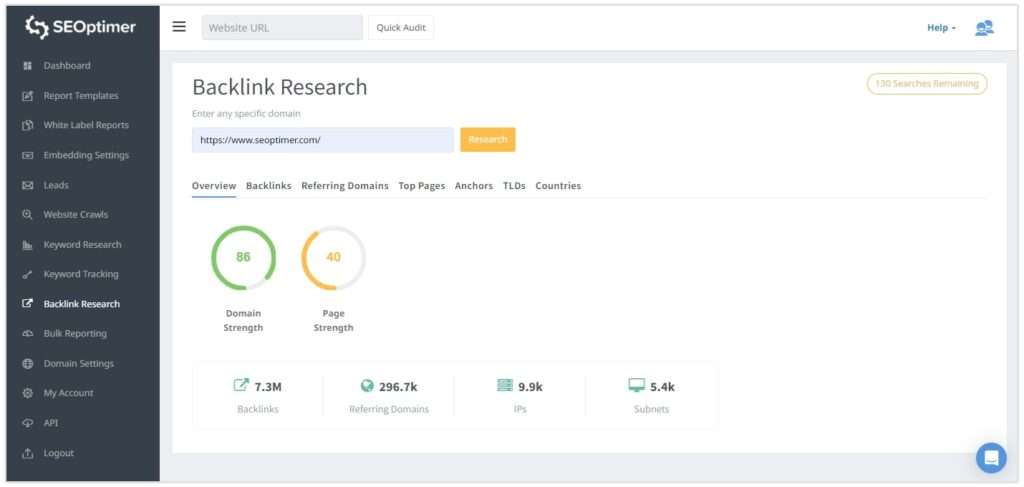 seoptimer dashboard