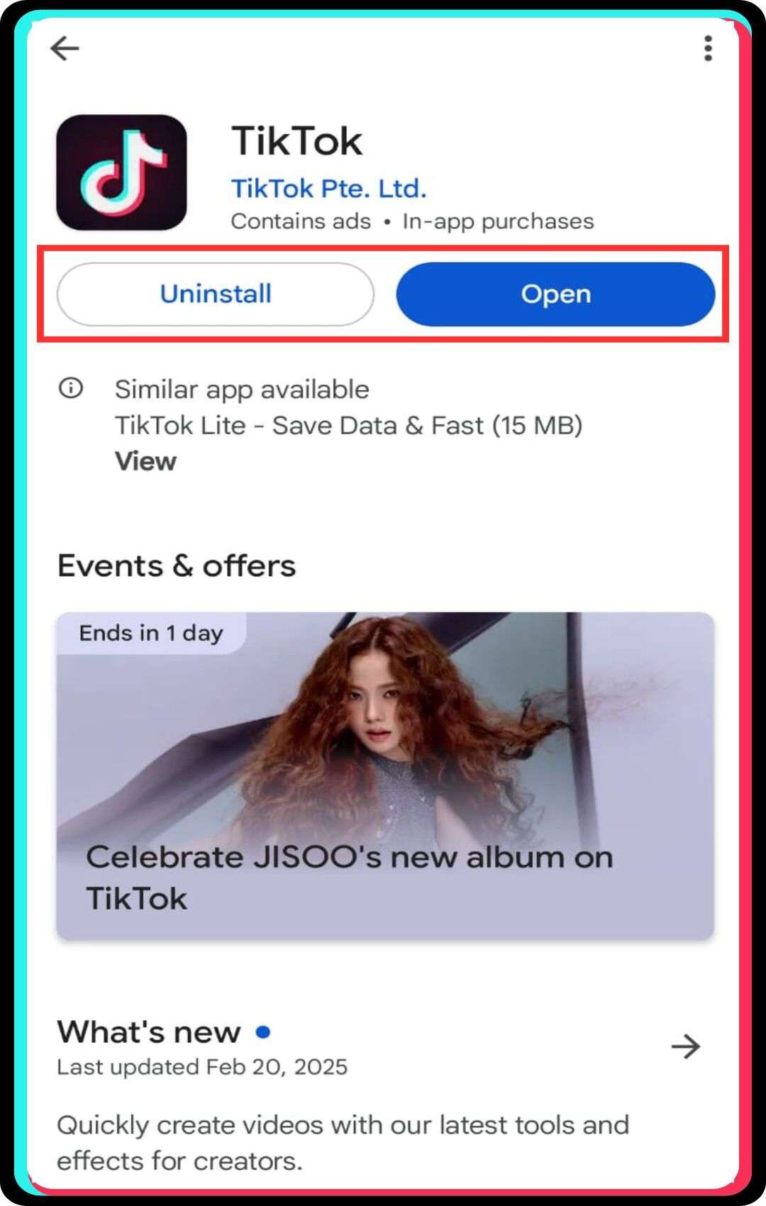 Update the tiktok app