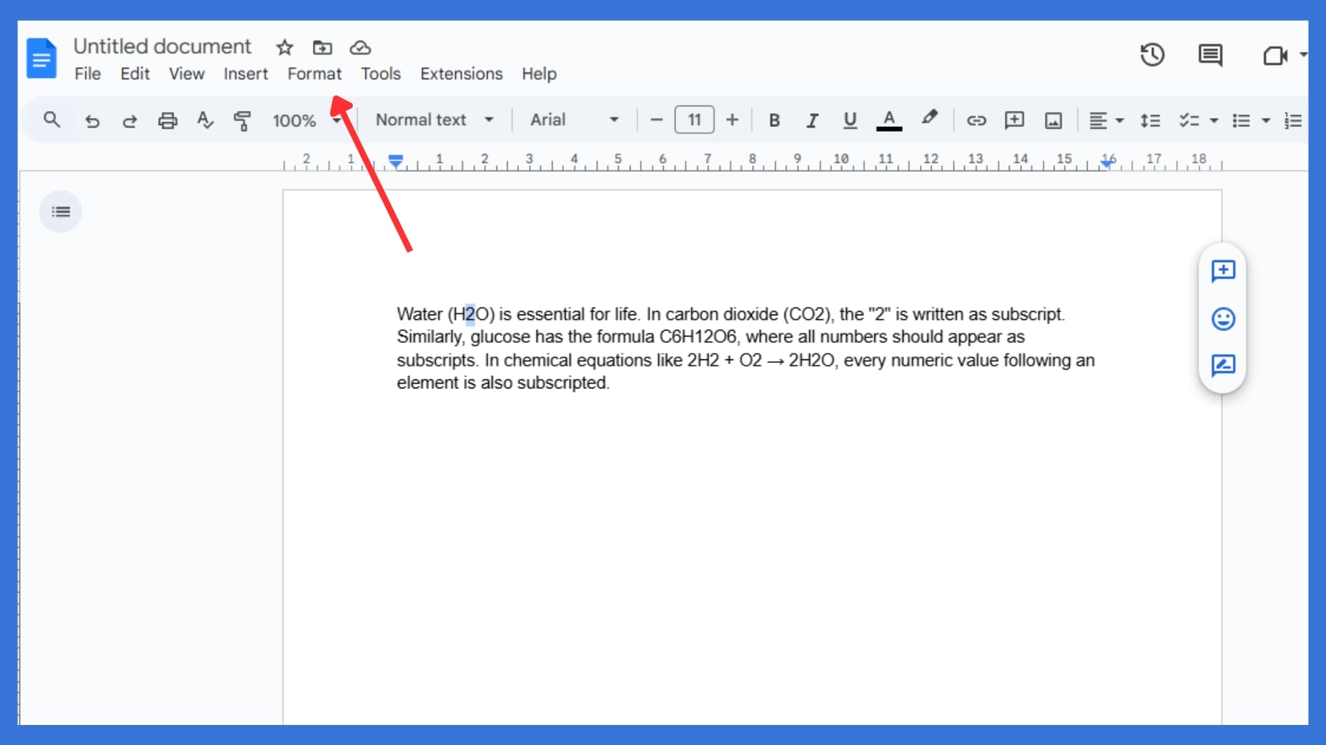 Click on the “Format” Menu