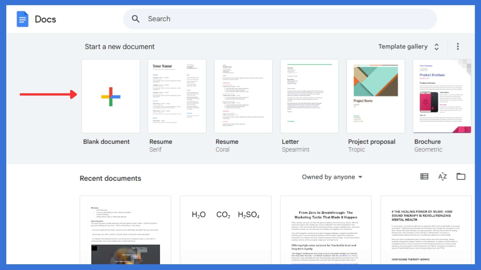 Open a Google Docs document
