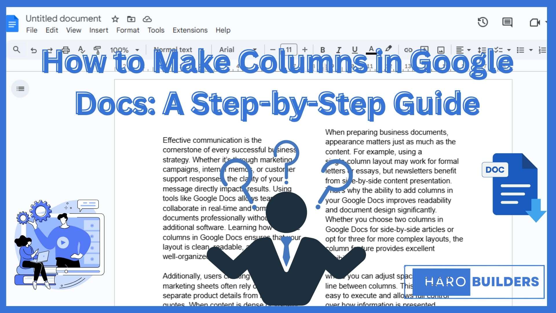 how to make columns in google docs
