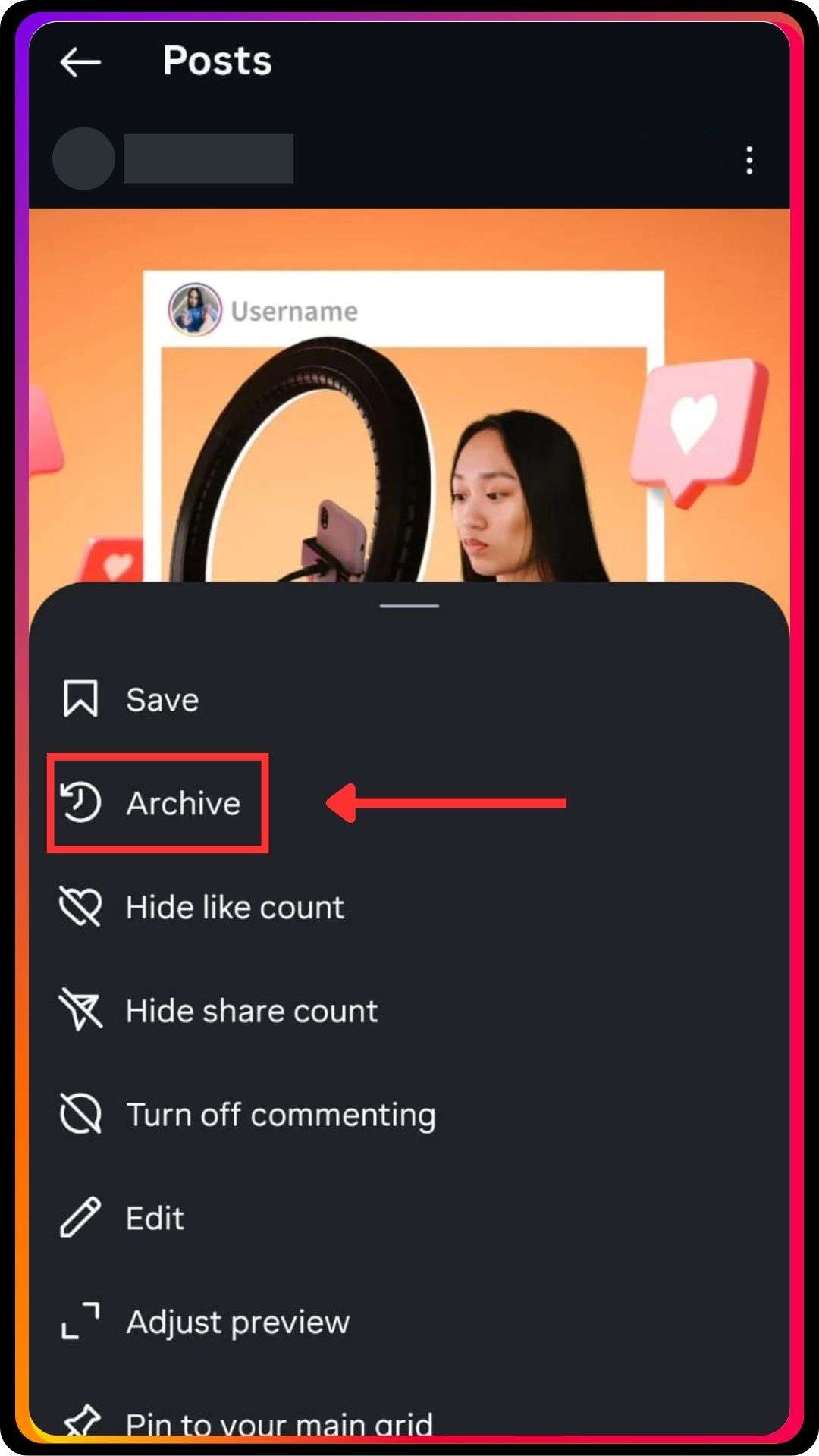 Choose the Archive Option