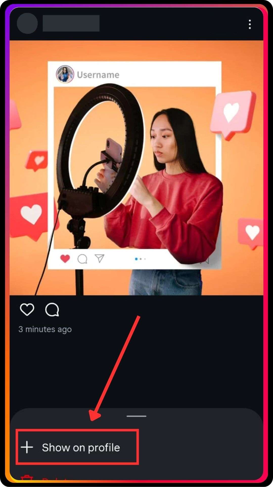 Click on Show on Profile