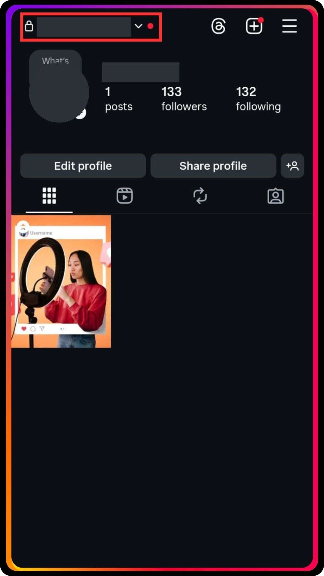 Open Instagram app and go to your profile
